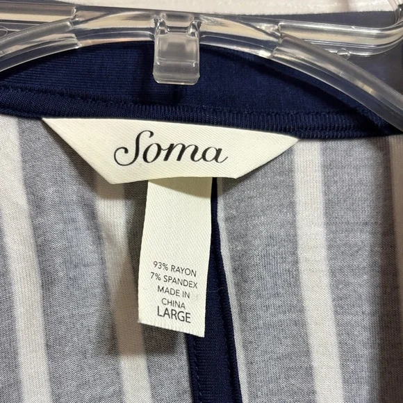 Soma Navy and White Floral and striped lounge set - Picture 2 of 16